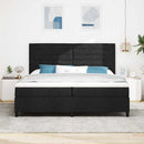 vidaXL Boxrugós ágy matracmal fejtámlával Fekete 200 x 200 cm szövet