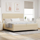 vidaXL Boxrugós ágy matracmal fejtámlával Krém 200 x 200 cm szövet