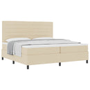 vidaXL Boxrugós ágy matracmal fejtámlával Krém 200 x 200 cm szövet