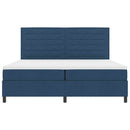 vidaXL Boxrugós ágy matracmal fejtámlával Kék 200 x 200 cm szövet