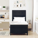 vidaXL Boxrugós ágy fejtámlával Fekete 80 x 200 cm szövet