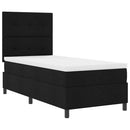 vidaXL Boxrugós ágy fejtámlával Fekete 80 x 200 cm szövet