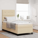 vidaXL Boxrugós ágy matracmal fejtámlával Krém 90 x 190 cm szövet