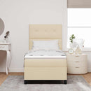 vidaXL Boxrugós ágy matracmal fejtámlával Krém 90 x 190 cm szövet