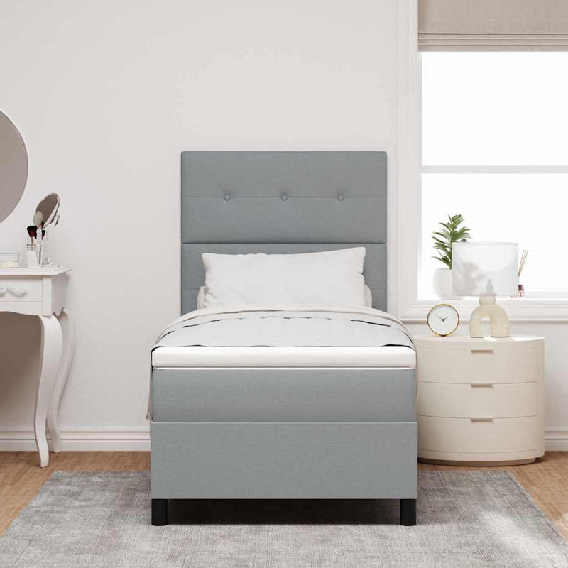 vidaXL Boxrugós ágy matracmal Világosszürke 100 x 200 cm szövet