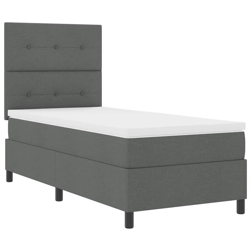 vidaXL Boxrugós ágy matracmal Sötétszürke 100 x 200 cm szövet