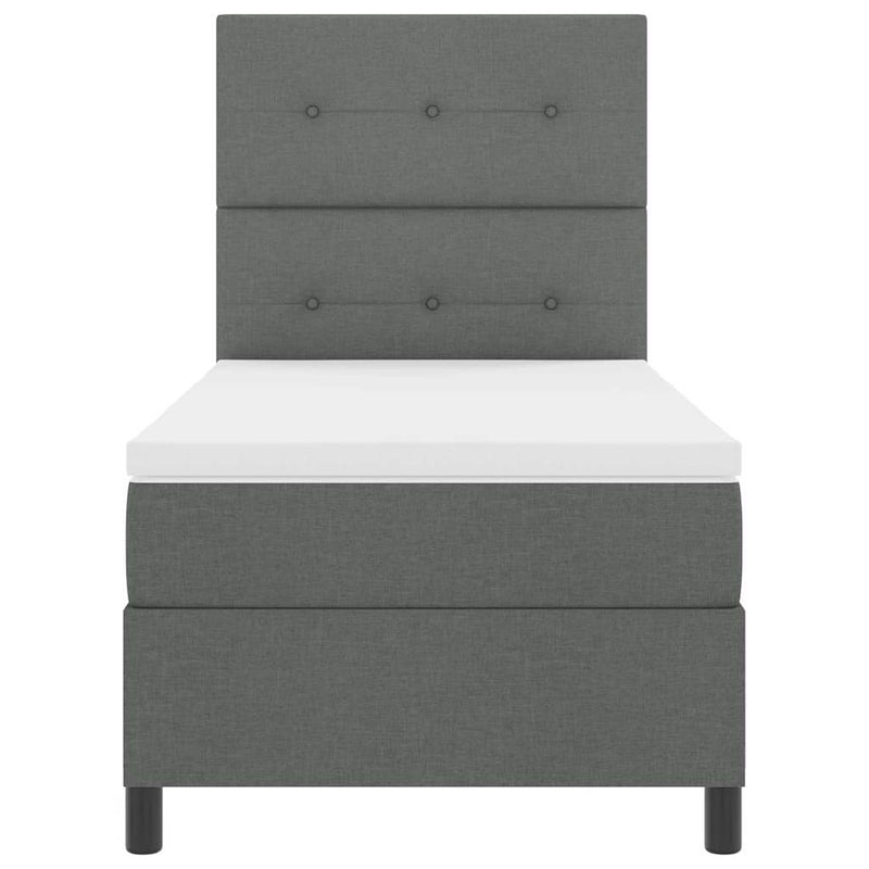 vidaXL Boxrugós ágy matracmal Sötétszürke 100 x 200 cm szövet