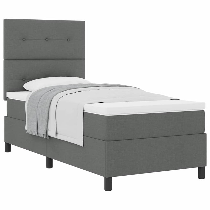 vidaXL Boxrugós ágy matracmal Sötétszürke 100 x 200 cm szövet