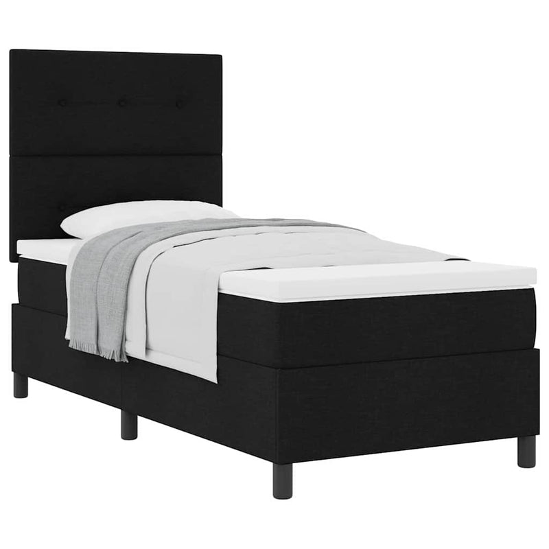 vidaXL Boxrugós ágy matracmal fejtámlával Fekete 100 x 200 cm szövet