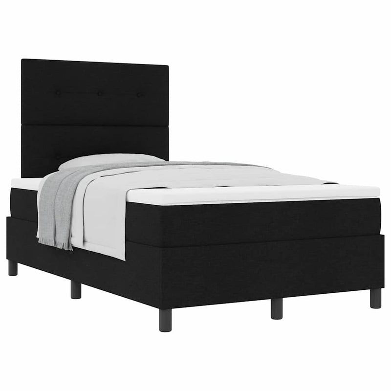 vidaXL Boxrugós ágy matracmal fejtámlával Fekete 120 x 190 cm szövet