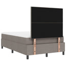 vidaXL Boxrugós ágy matracmal fejtámlával Tópszínű 120 x 200 cm szövet