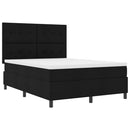 vidaXL Boxrugós ágy fejtámlával Fekete 140 x 190 cm szövet