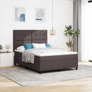 vidaXL Boxrugós ágy fejtámlával Sötét Barna 160 x 200 cm szövet