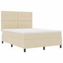 vidaXL Boxrugós ágy fejtámlával Krém 160 x 200 cm szövet