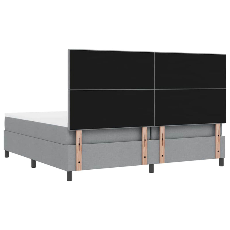 vidaXL Boxrugós ágy matracmal Világosszürke 200 x 200 cm szövet