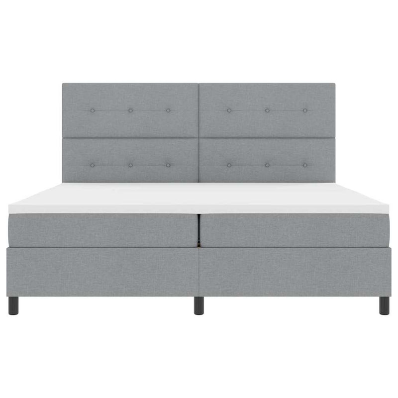 vidaXL Boxrugós ágy matracmal Világosszürke 200 x 200 cm szövet