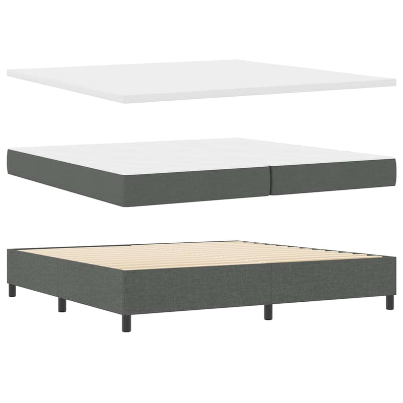 vidaXL Boxrugós ágy matracmal Sötétszürke 200 x 200 cm szövet