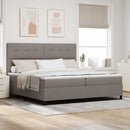 vidaXL Boxrugós ágy fejtámlával Tópszínű 200 x 200 cm szövet