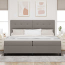 vidaXL Boxrugós ágy fejtámlával Tópszínű 200 x 200 cm szövet