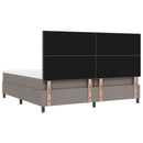 vidaXL Boxrugós ágy fejtámlával Tópszínű 200 x 200 cm szövet