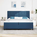 vidaXL Boxrugós ágy fejtámlával Kék 200 x 200 cm szövet