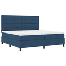 vidaXL Boxrugós ágy fejtámlával Kék 200 x 200 cm szövet