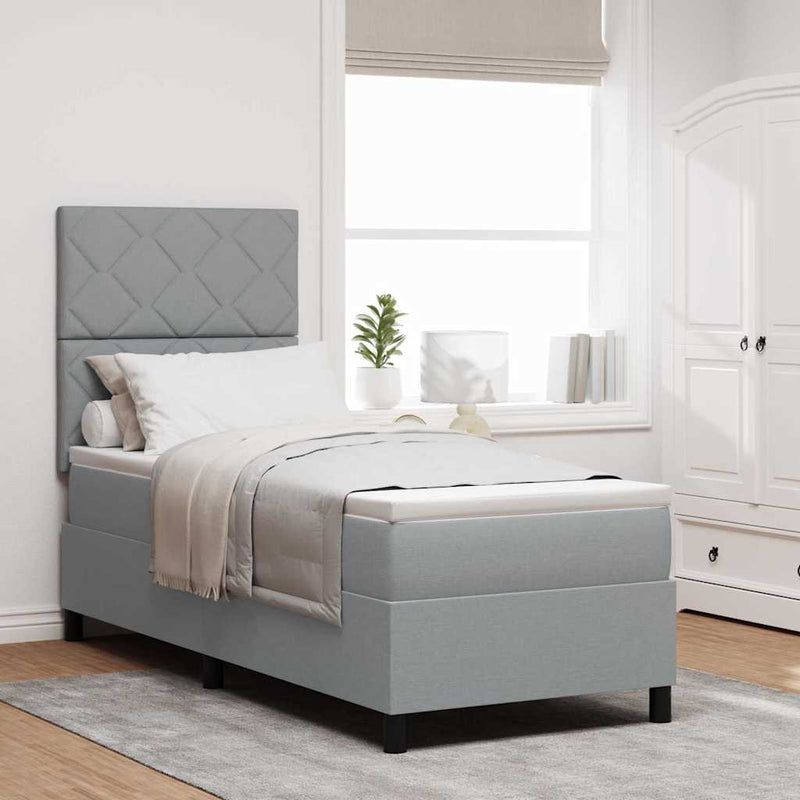 vidaXL Boxrugós ágy matracmal Világosszürke 80 x 200 cm szövet