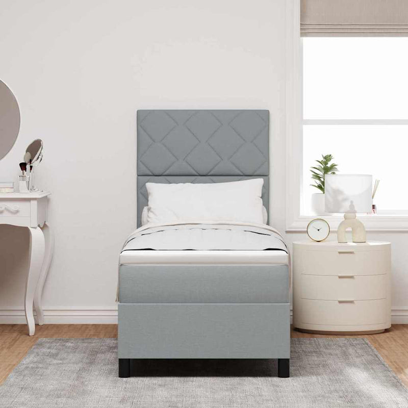 vidaXL Boxrugós ágy matracmal Világosszürke 80 x 200 cm szövet