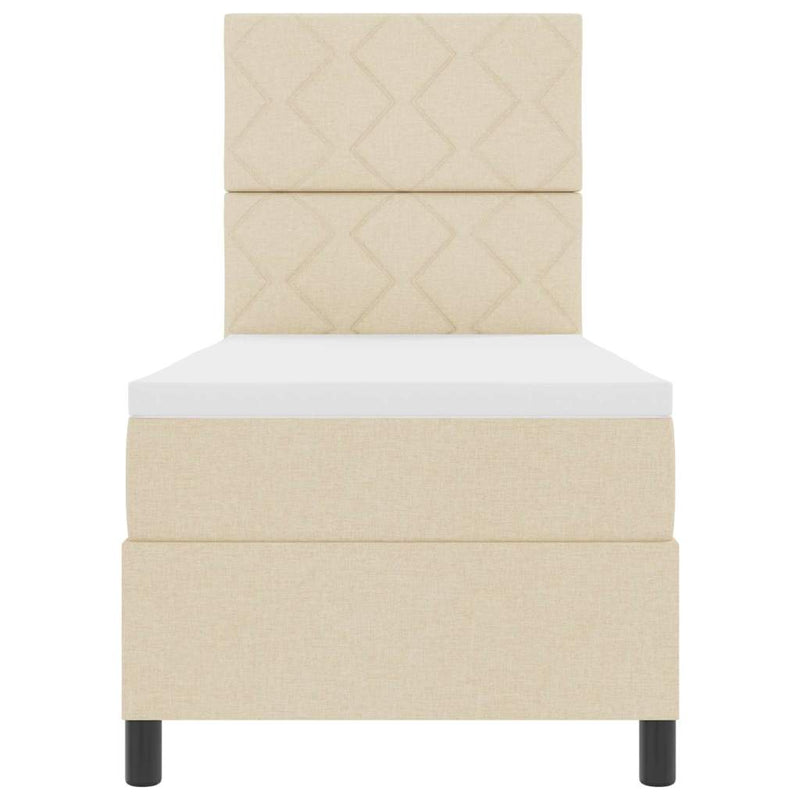 vidaXL Boxrugós ágy matracmal fejtámlával Krém 80 x 200 cm szövet