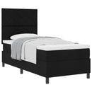 vidaXL Boxrugós ágy fejtámlával Fekete 90 x 190 cm szövet
