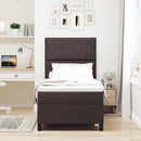 vidaXL Boxrugós ágy fejtámlával Sötét Barna 90 x 190 cm szövet