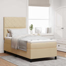 vidaXL Boxrugós ágy fejtámlával Krém 90 x 190 cm szövet