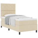 vidaXL Boxrugós ágy fejtámlával Krém 90 x 190 cm szövet
