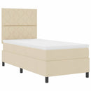 vidaXL Boxrugós ágy fejtámlával Krém 90 x 190 cm szövet