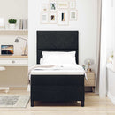 vidaXL Boxrugós ágy fejtámlával Fekete 90 x 200 cm szövet
