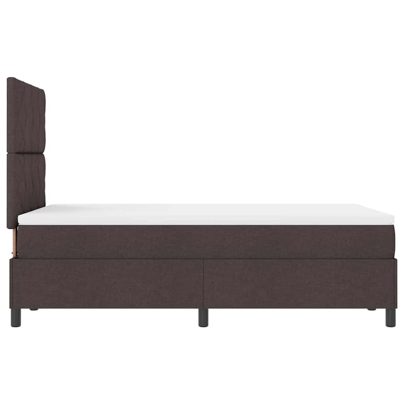 vidaXL Boxrugós ágy matracmal sötétbarna 120 x 200 cm szövet