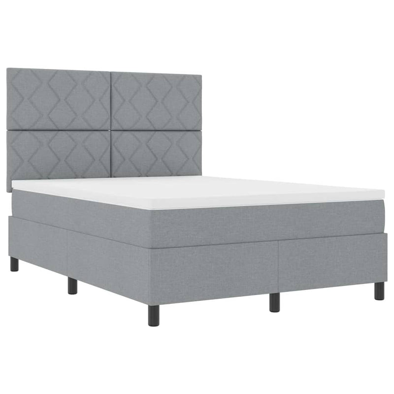 vidaXL Boxrugós ágy matracmal Világosszürke 140 x 190 cm szövet