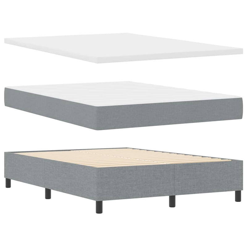 vidaXL Boxrugós ágy matracmal Világosszürke 140 x 190 cm szövet