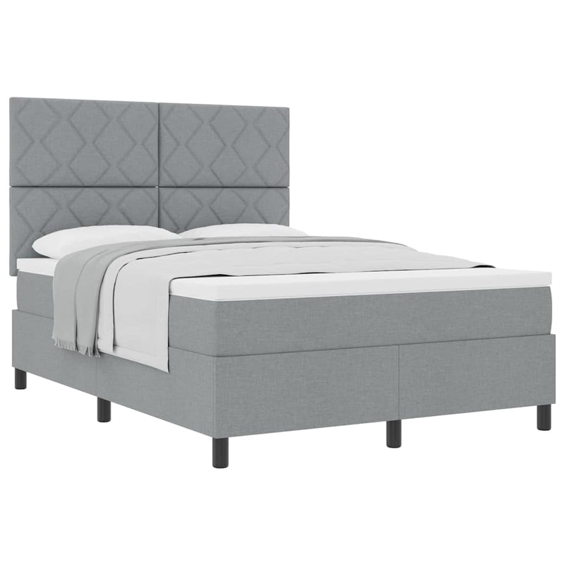 vidaXL Boxrugós ágy matracmal Világosszürke 140 x 190 cm szövet