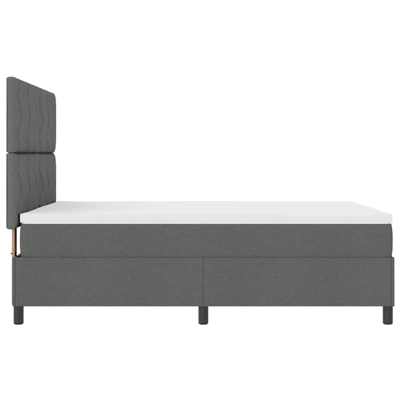 vidaXL Boxrugós ágy matracmal Sötétszürke 140 x 190 cm szövet