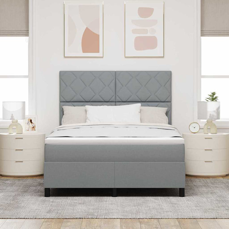 vidaXL Boxrugós ágy matracmal Világosszürke 140 x 200 cm szövet