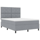 vidaXL Boxrugós ágy fejtámlával Világosszürke 160 x 200 cm szövet
