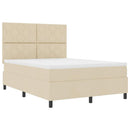 vidaXL Boxrugós ágy fejtámlával Krém 160 x 200 cm szövet