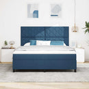 vidaXL Boxrugós ágy fejtámlával Kék 180 x 200 cm szövet