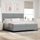 vidaXL Boxrugós ágy fejtámlával Világosszürke 200 x 200 cm szövet