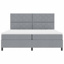 vidaXL Boxrugós ágy fejtámlával Világosszürke 200 x 200 cm szövet