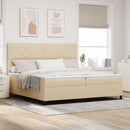 vidaXL Boxrugós ágy fejtámlával Krém 200 x 200 cm szövet