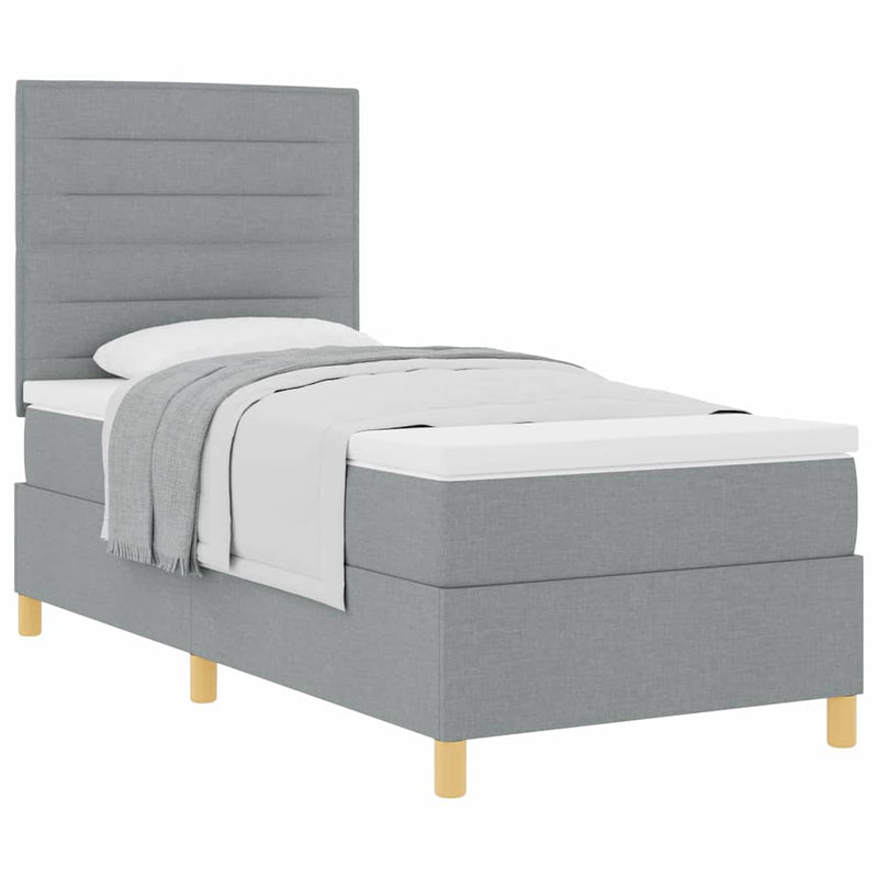 vidaXL Boxrugós ágy matracmal Világosszürke 80 x 200 cm szövet