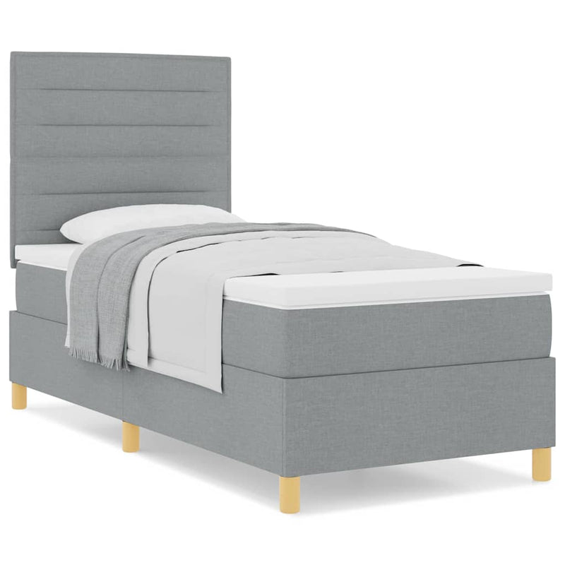 vidaXL Boxrugós ágy matracmal Világosszürke 80 x 200 cm szövet