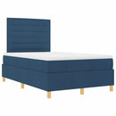 vidaXL Boxrugós ágy matracmal fejtámlával Kék 120 x 190 cm szövet